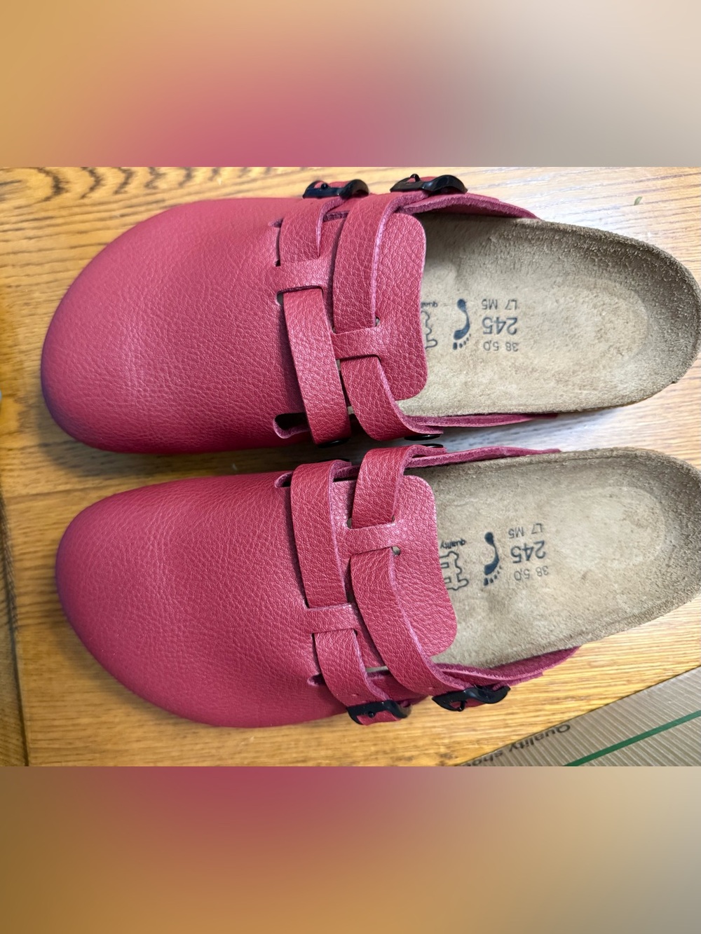 Women’s Birki’s  Camden Buffalo Bordeaux Red Slip-On Clog with Adjustable Strap